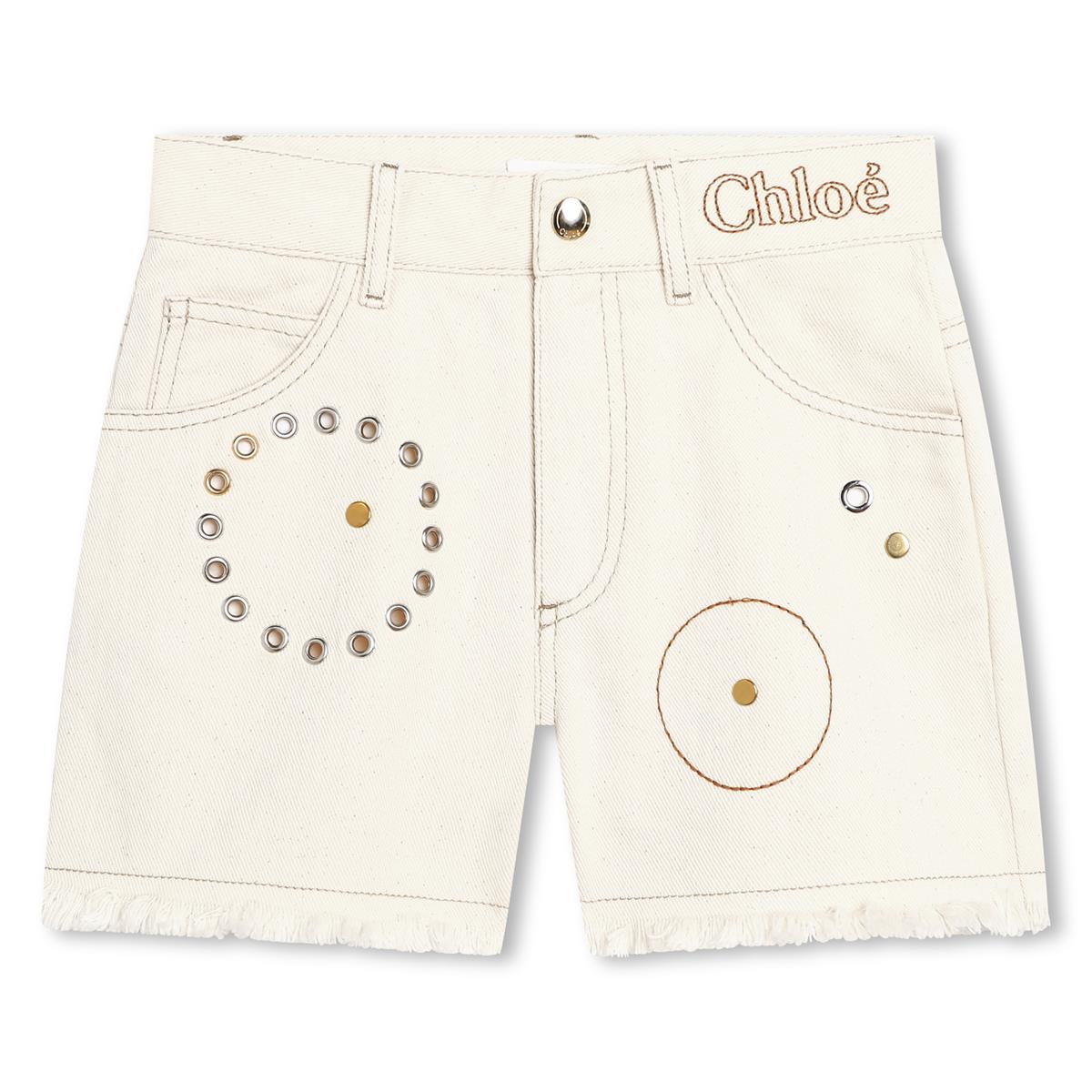 Girls White Denim Shorts