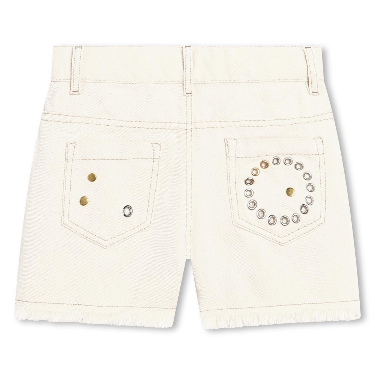 Girls White Denim Shorts