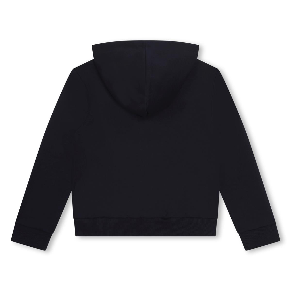 Girls Dark Blue Cotton Zip-Up Top