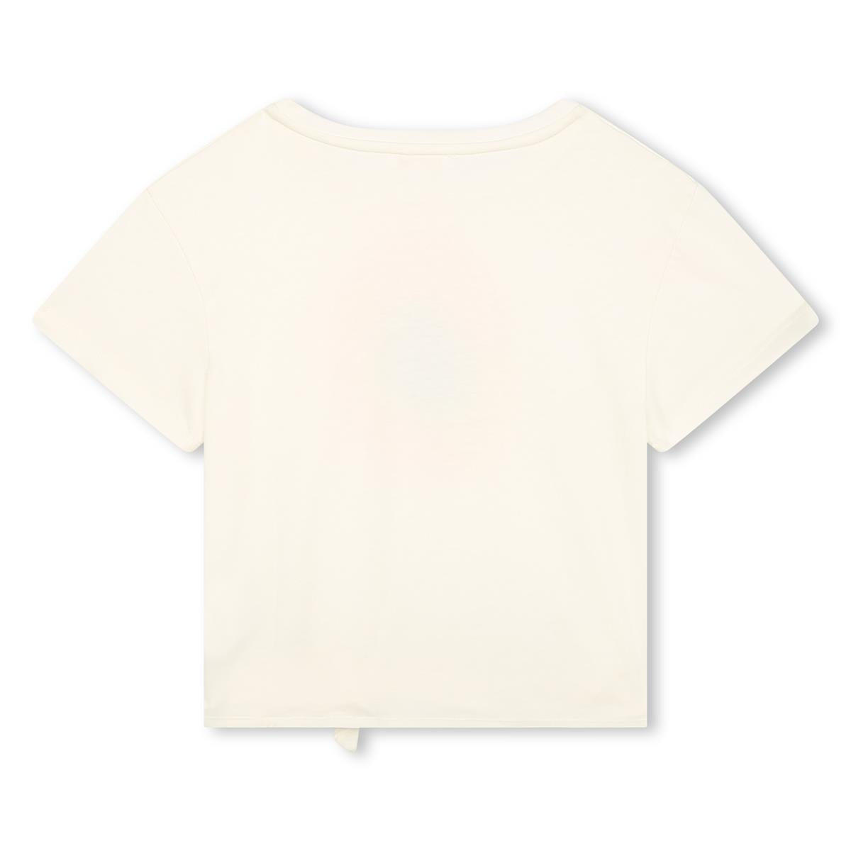 Girls White Cotton T-Shirt