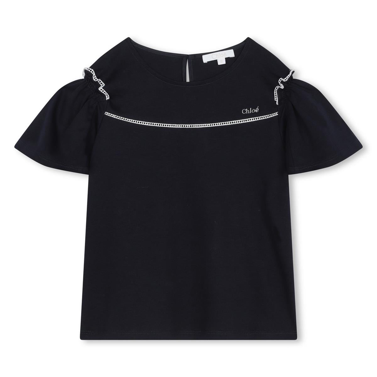 Girls Blue Cotton T-Shirt