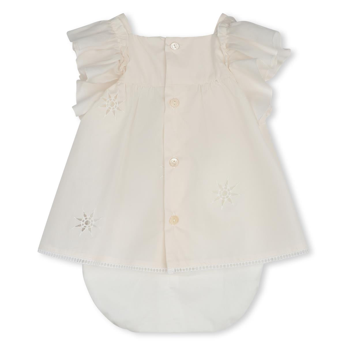 Baby Girls White Cotton Babysuit Set