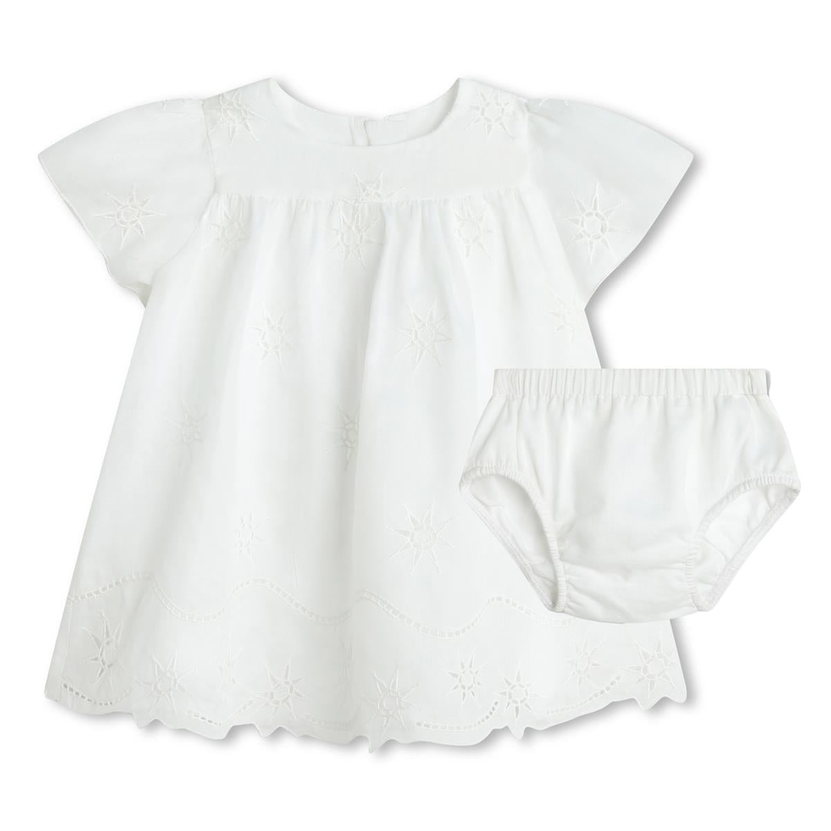 Baby Girls White Cotton Dress Set