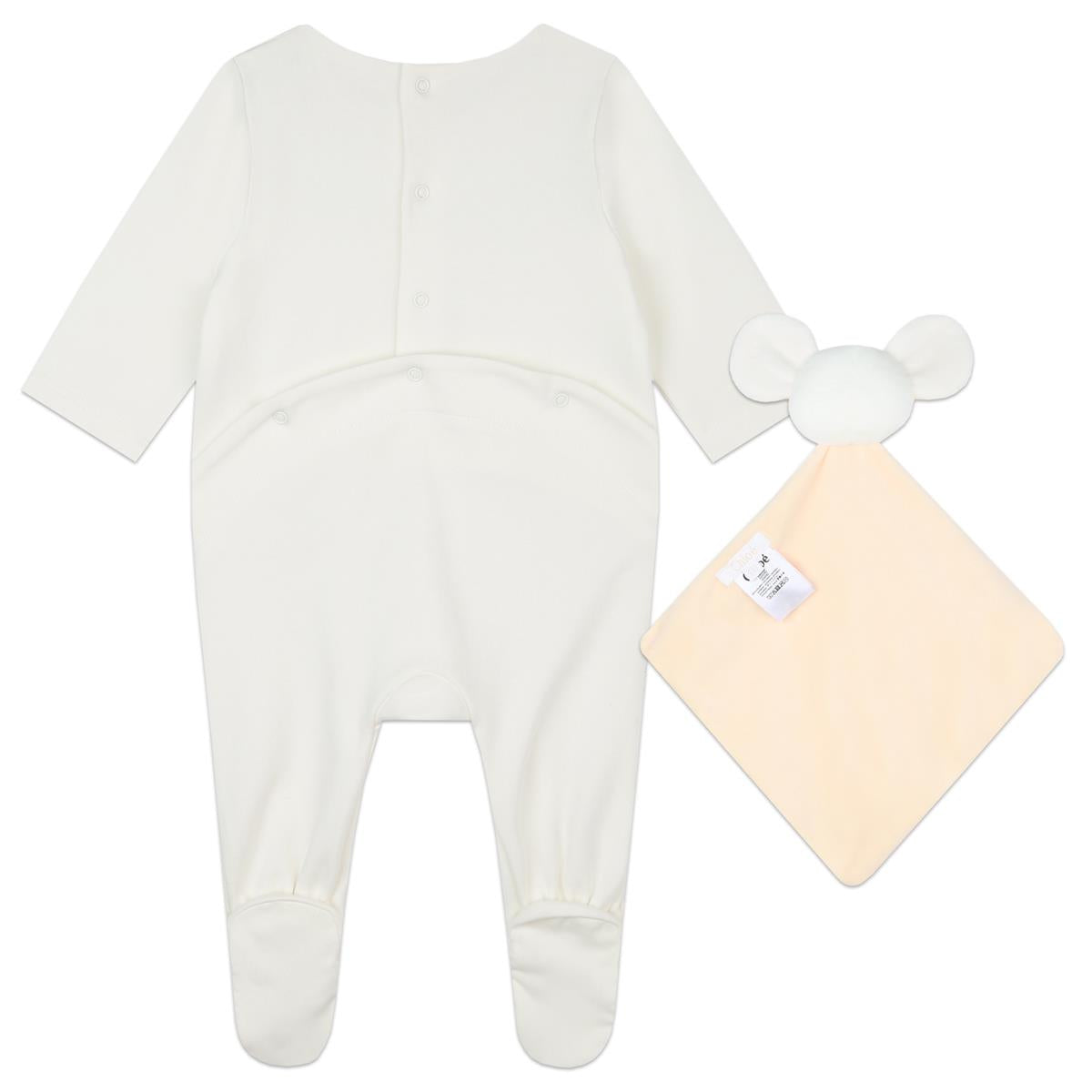 Baby Girls White Cotton Babysuit Set