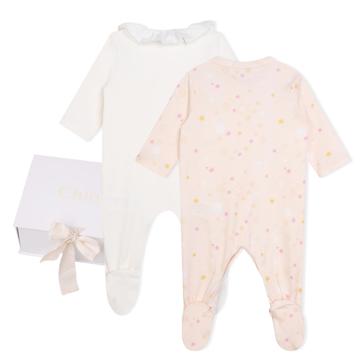 Baby Girls Pink Cotton Babysuit Set(2 Pack)