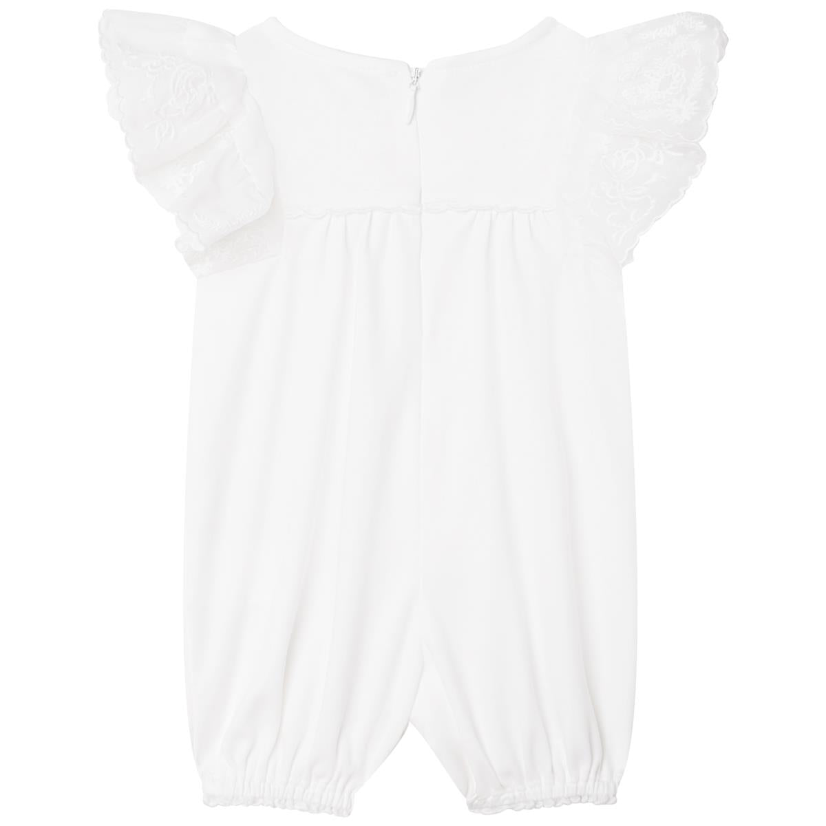Baby Girls White Cotton Babysuit