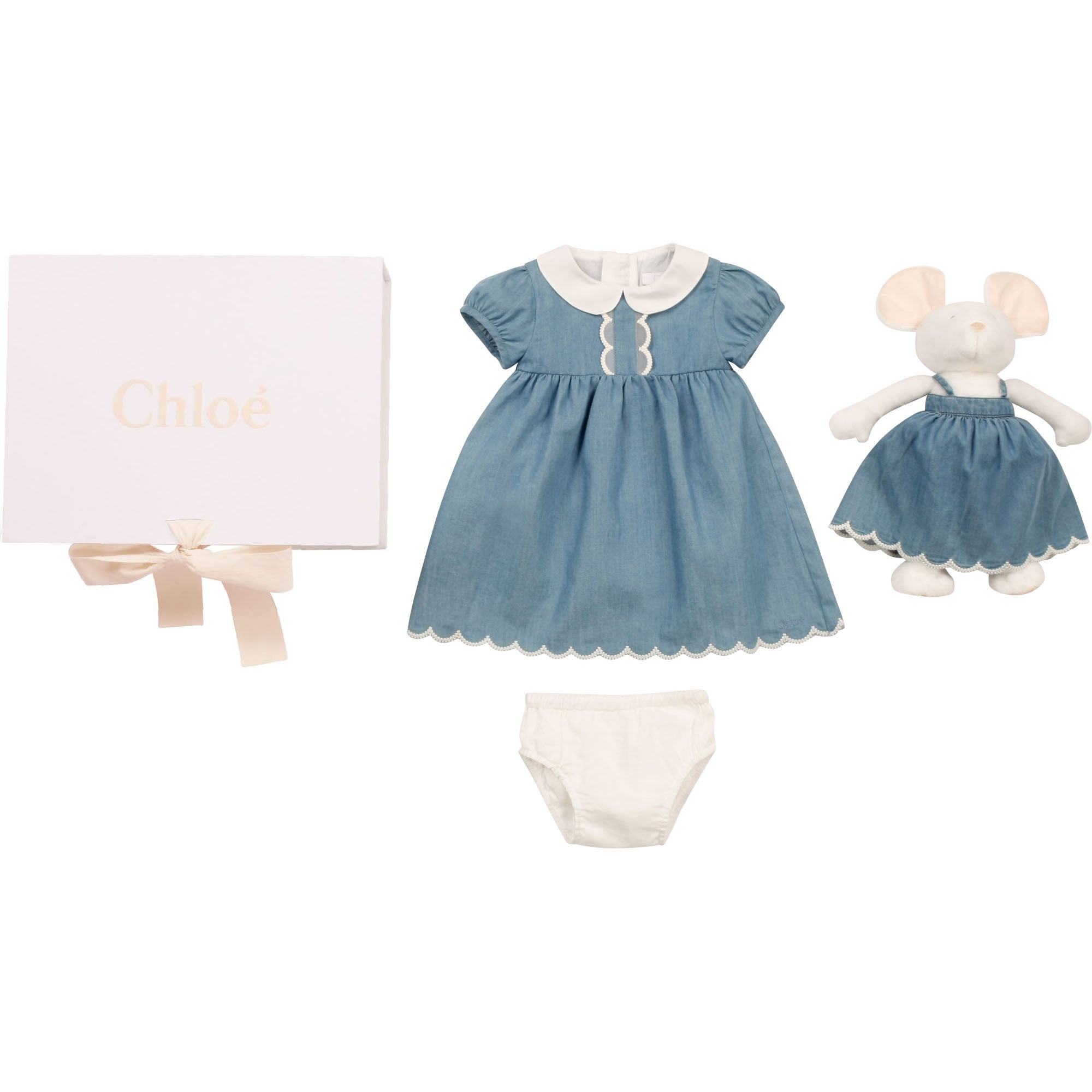 Baby Girls Blue Denim Dress Set