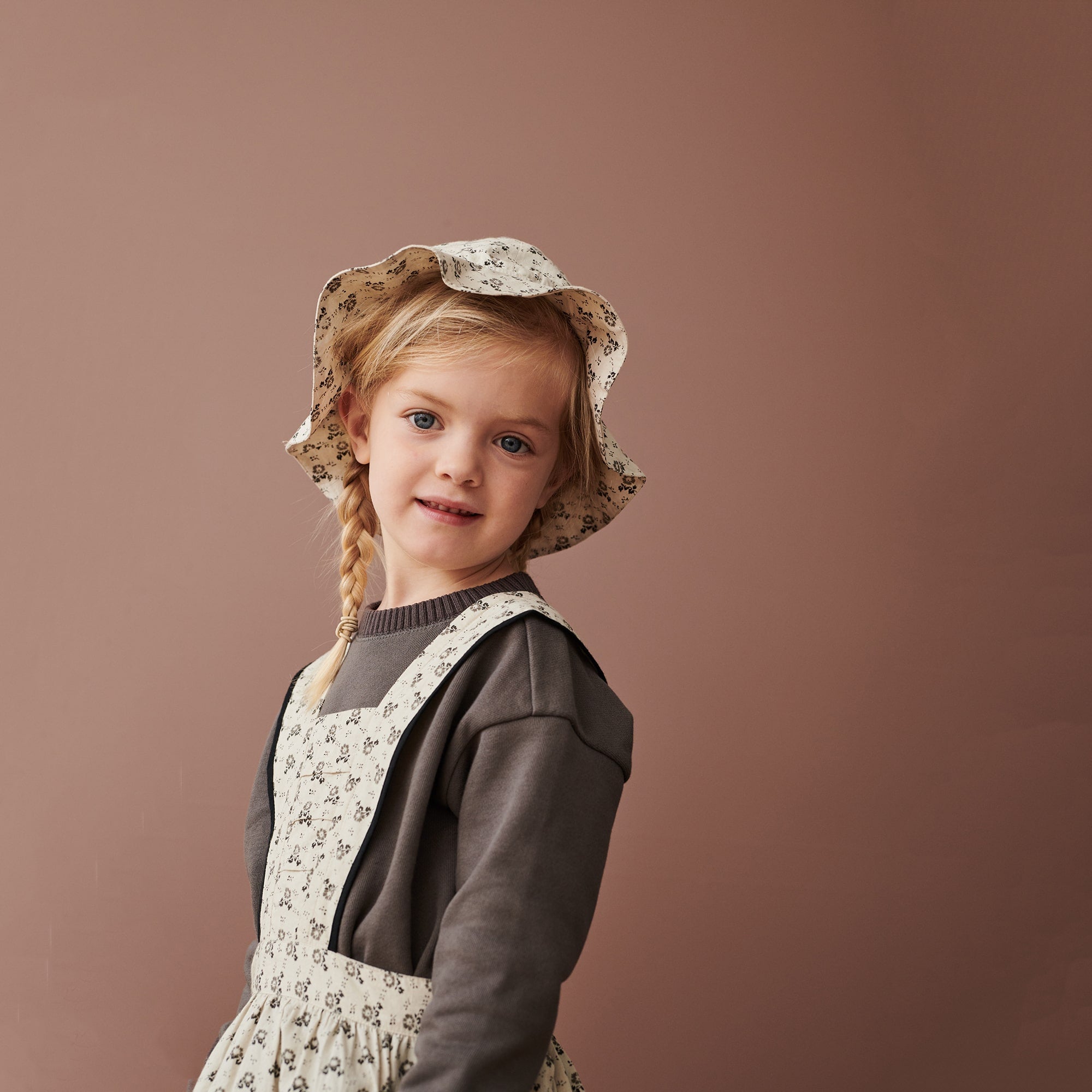 Girls White Floral Sun Hat