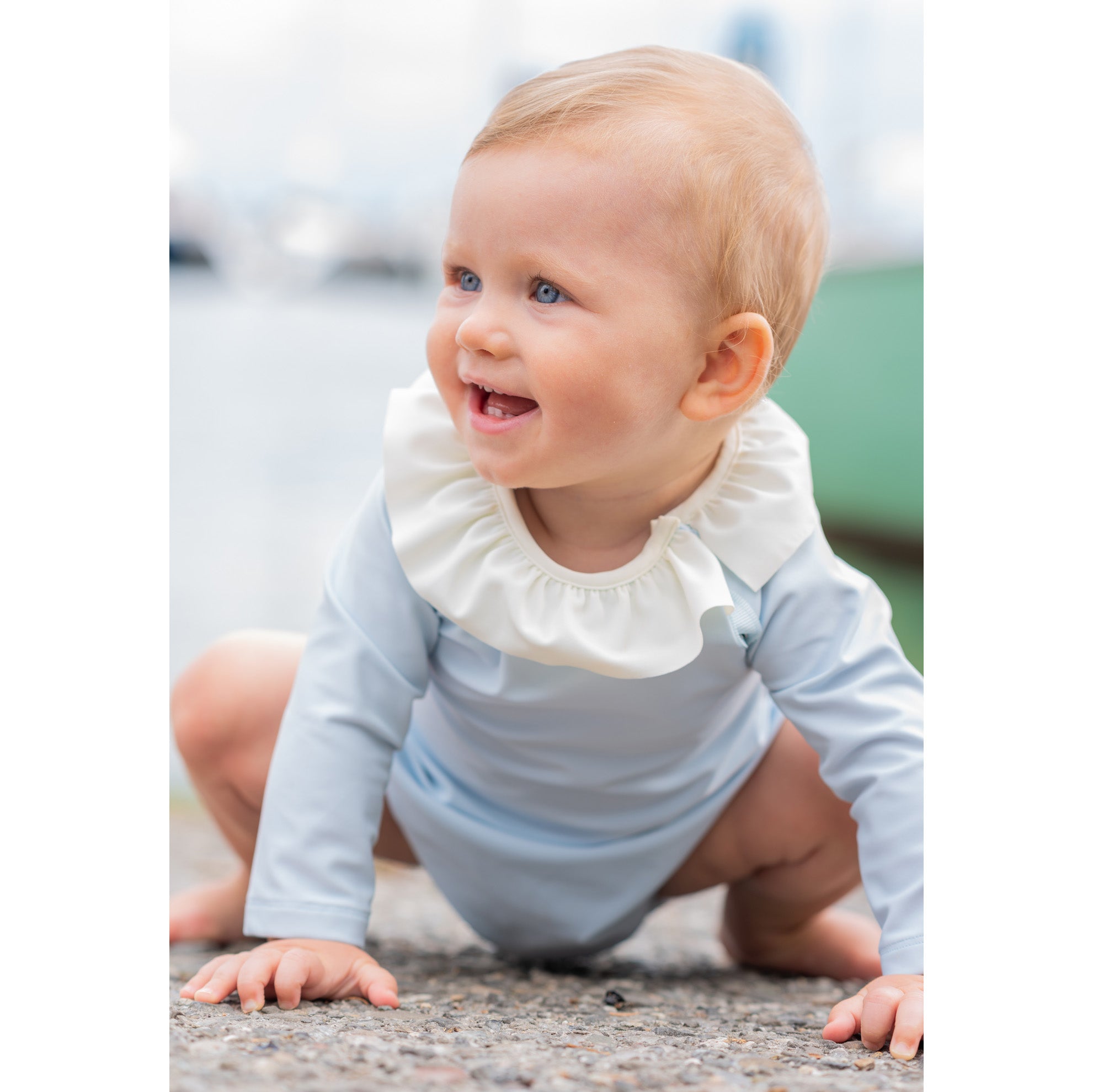 Baby Girls Light Blue UV Protective Swim Babysuit(UPF50+)