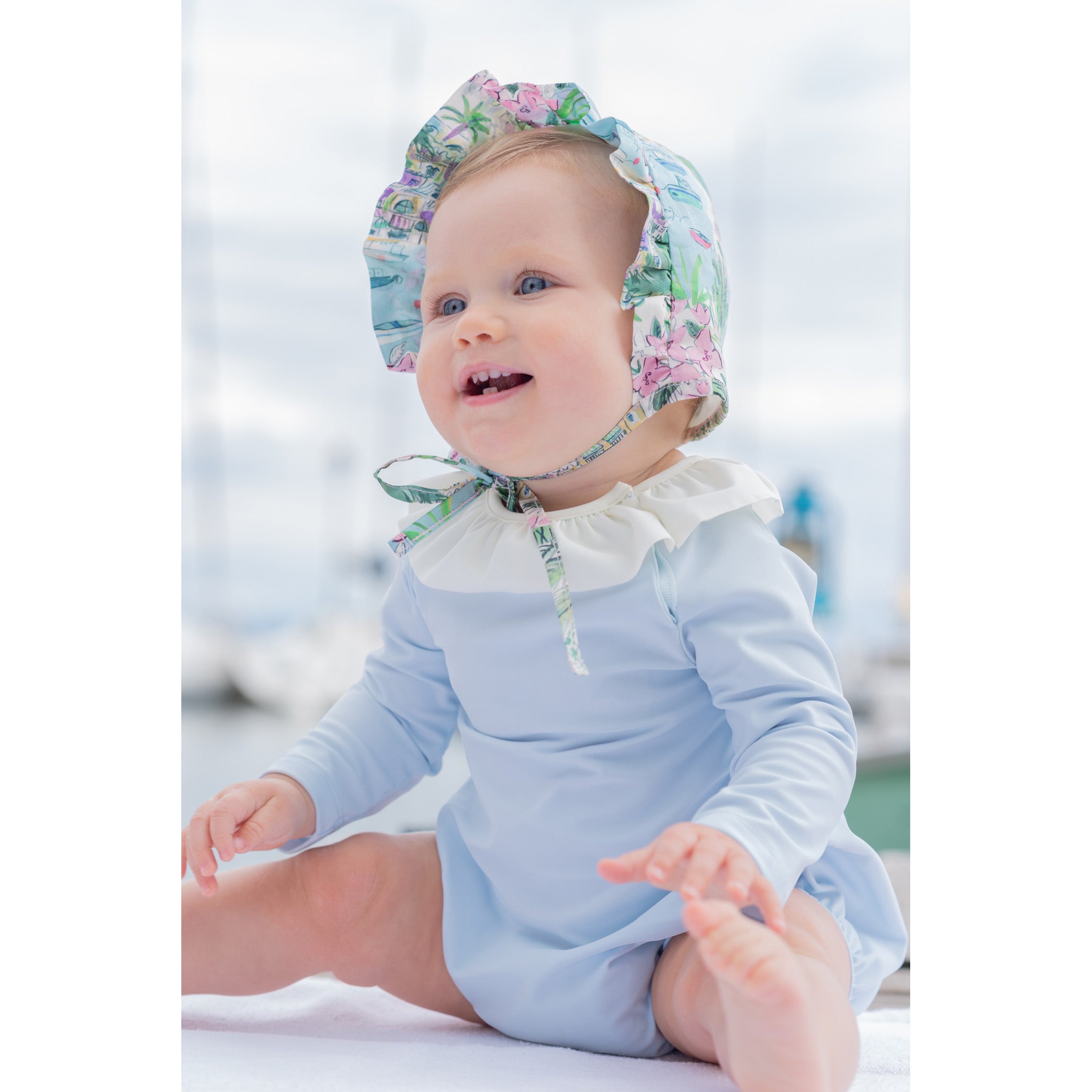 Baby Girls Light Blue UV Protective Swim Babysuit(UPF50+)