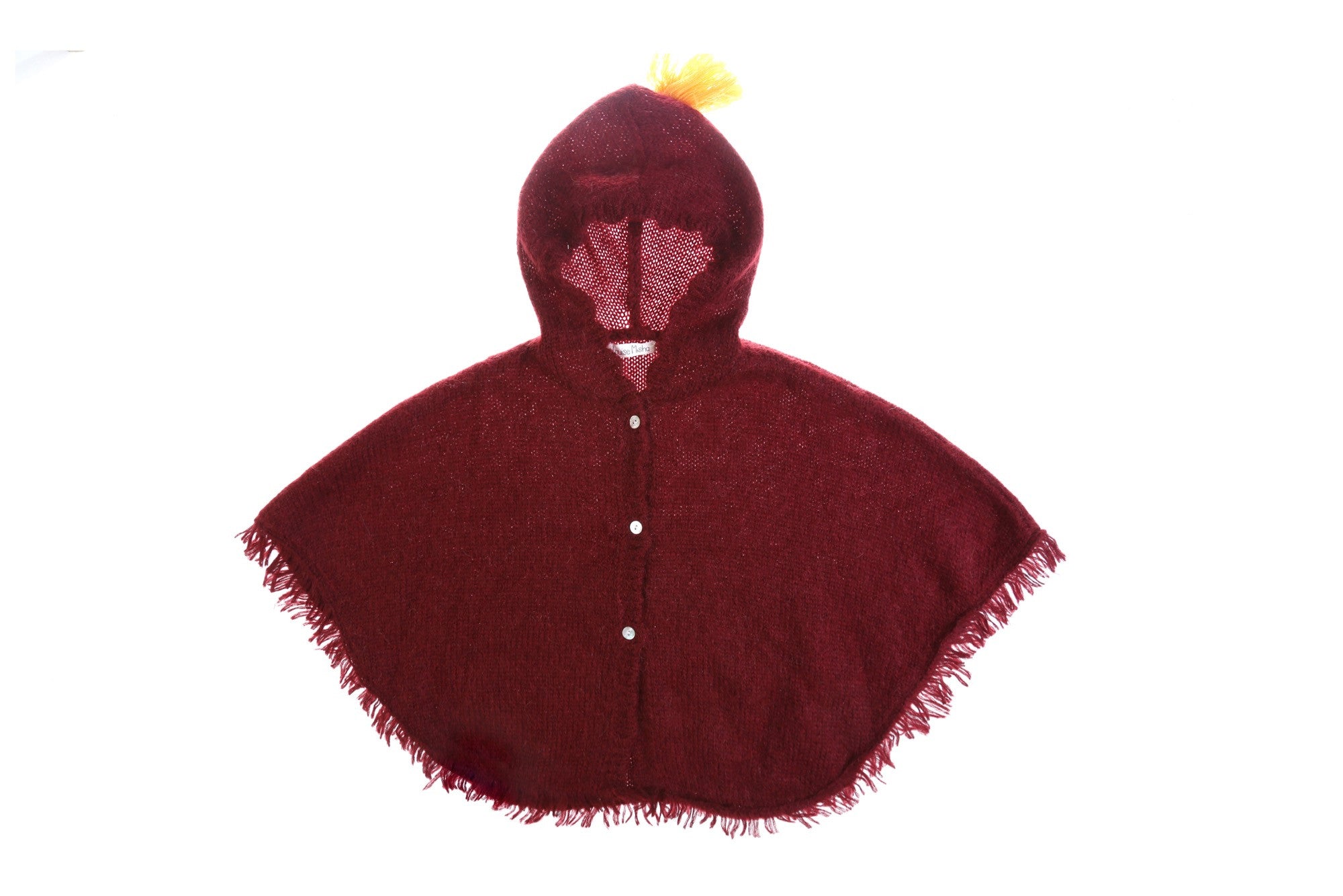 Girls Wine Red Mohair Hooded Shawls - CÉMAROSE | Children's Fashion Store - 1
