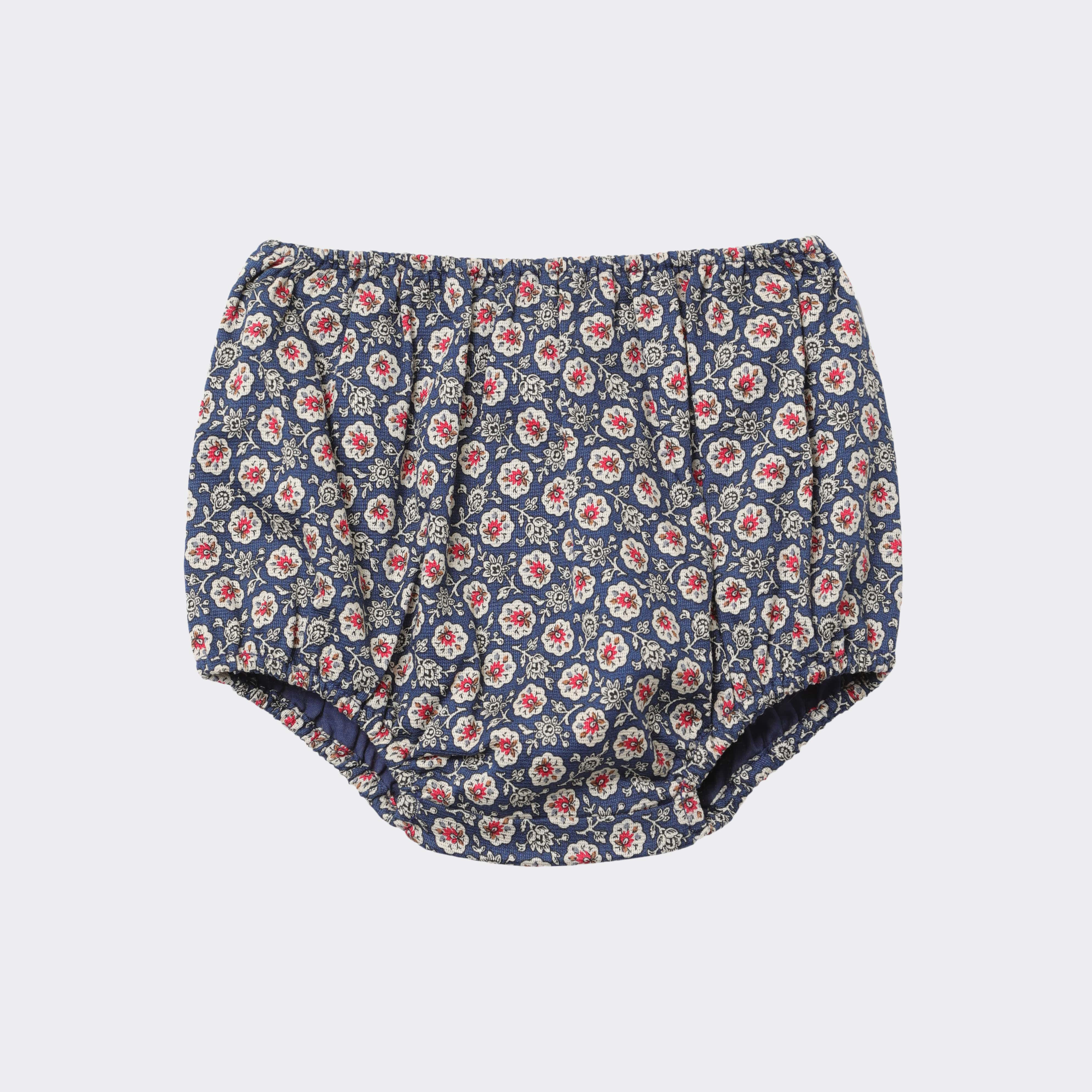 Baby Girls Navy Flowers Cotton Bloomers