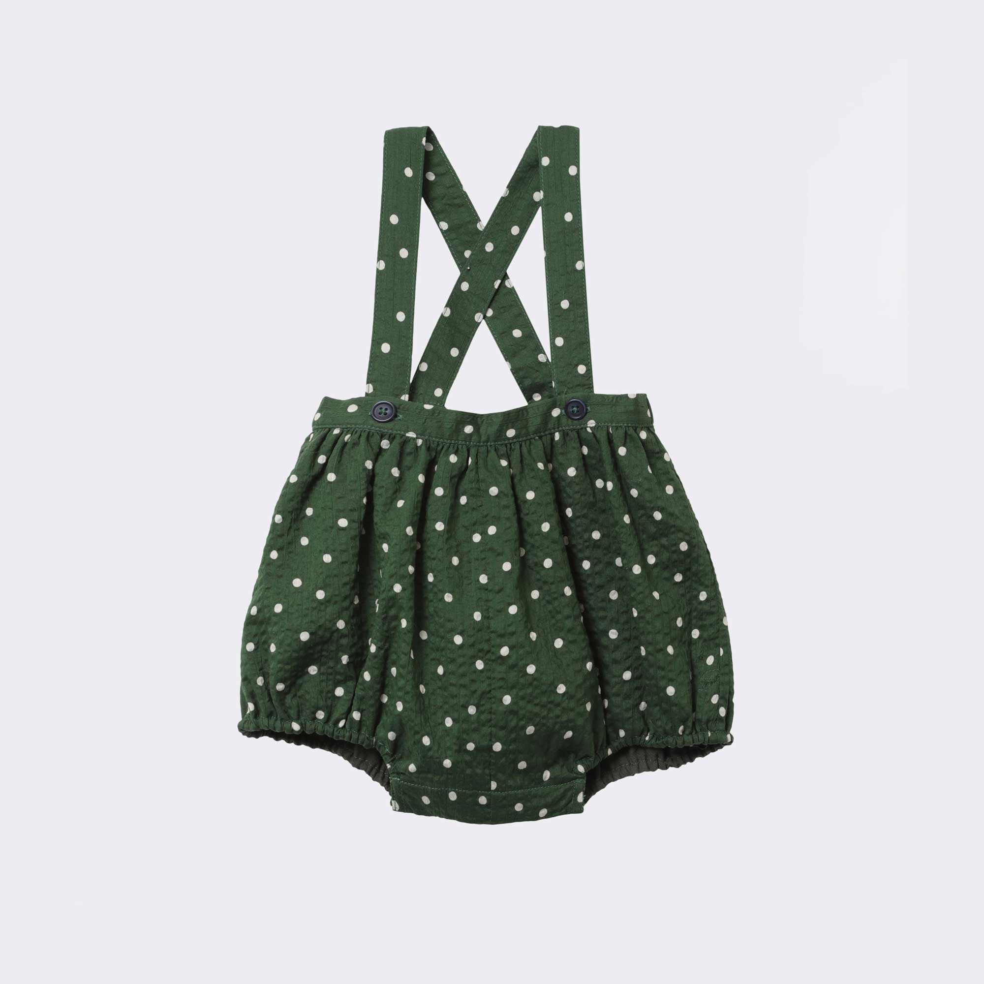 Baby Girls Green Dots Cotton Shorts