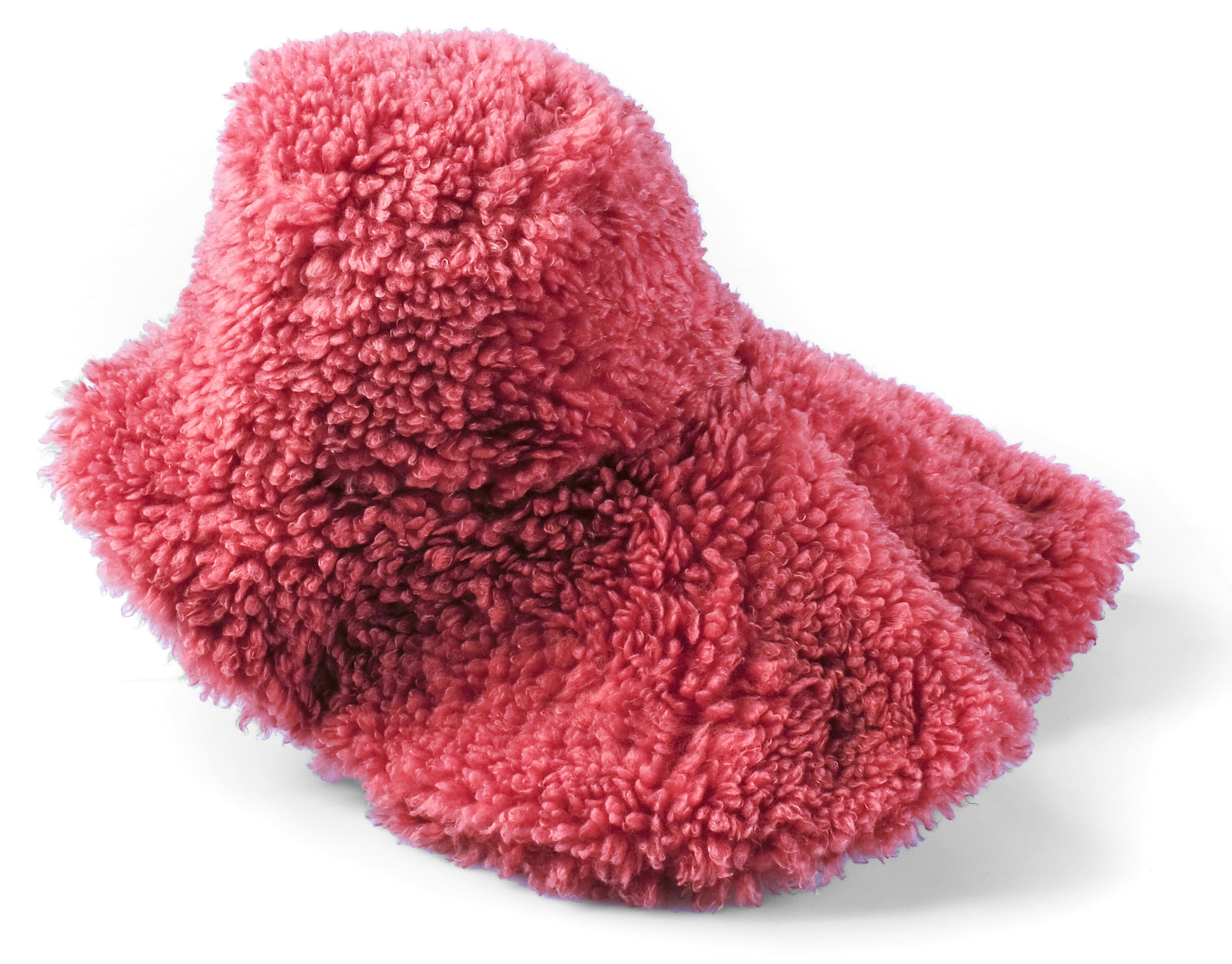 Girls Pink Fake Fur Wide Brim Hat