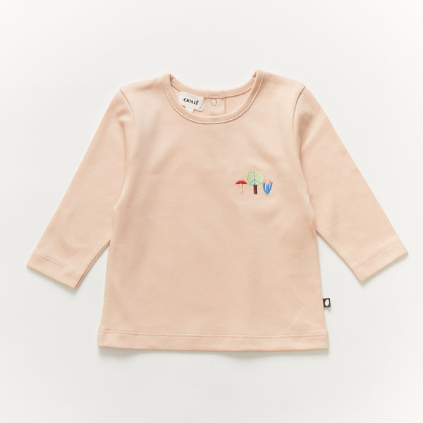 Boys & Girls Light Pink Embroidered Cotton T-Shirt