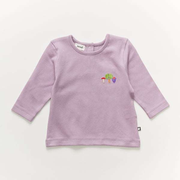 Boys & Girls Purple Embroidered Cotton T-Shirt