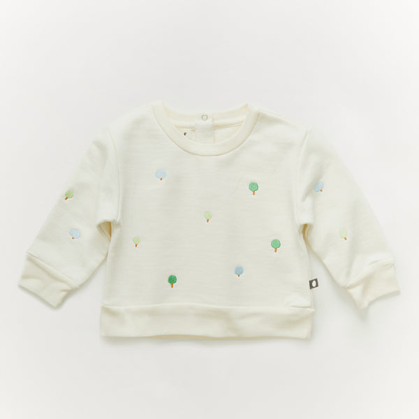 Boys & Girls White Embroidered Cotton Sweatshirt