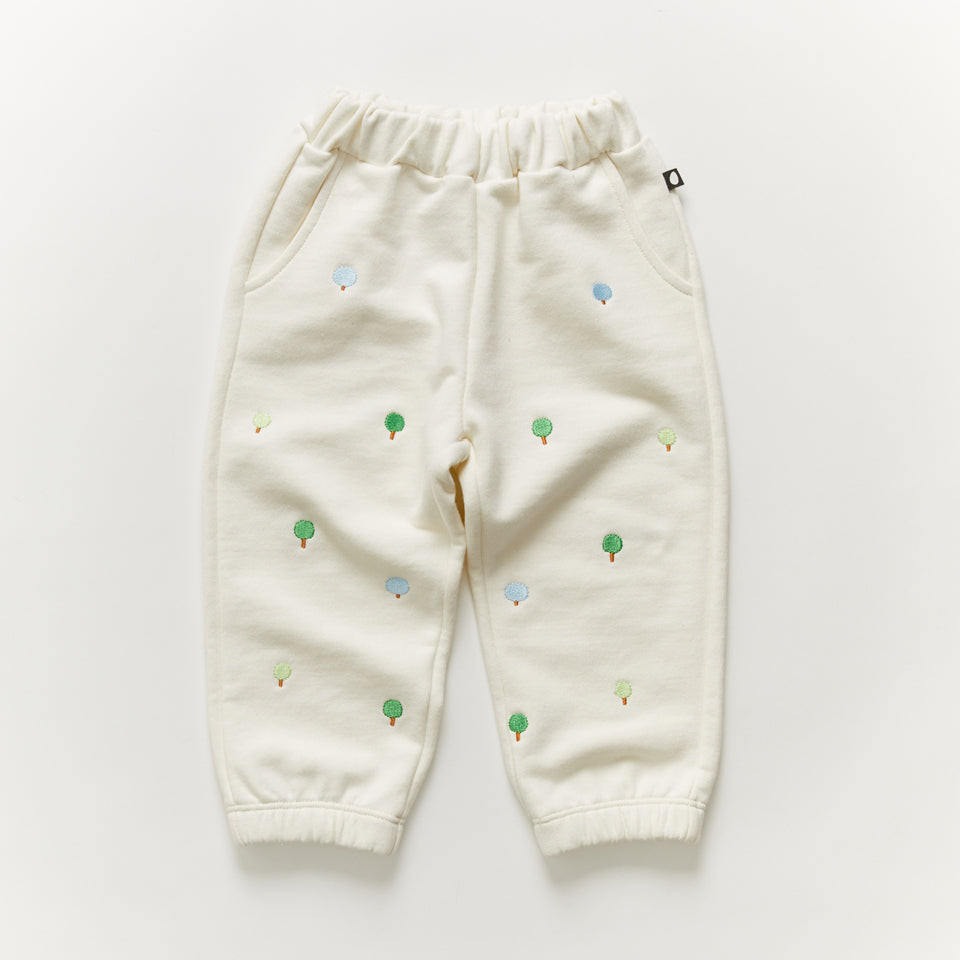 Boys & Girls White Embroidered Cotton Trousers