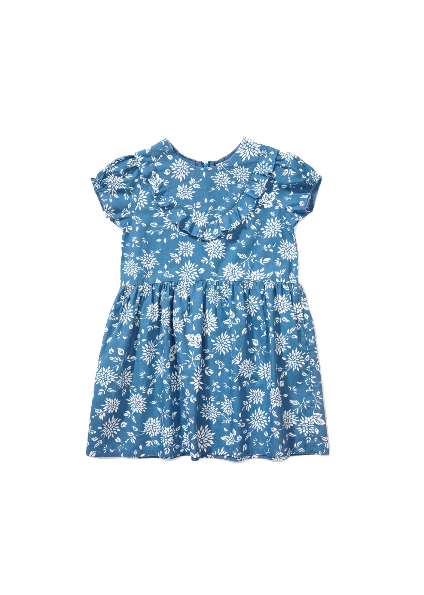 Girls Blue Flower Printed Dress