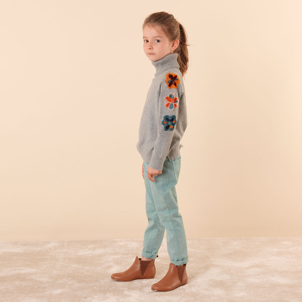 Girls Grey Polo Neck Sweater