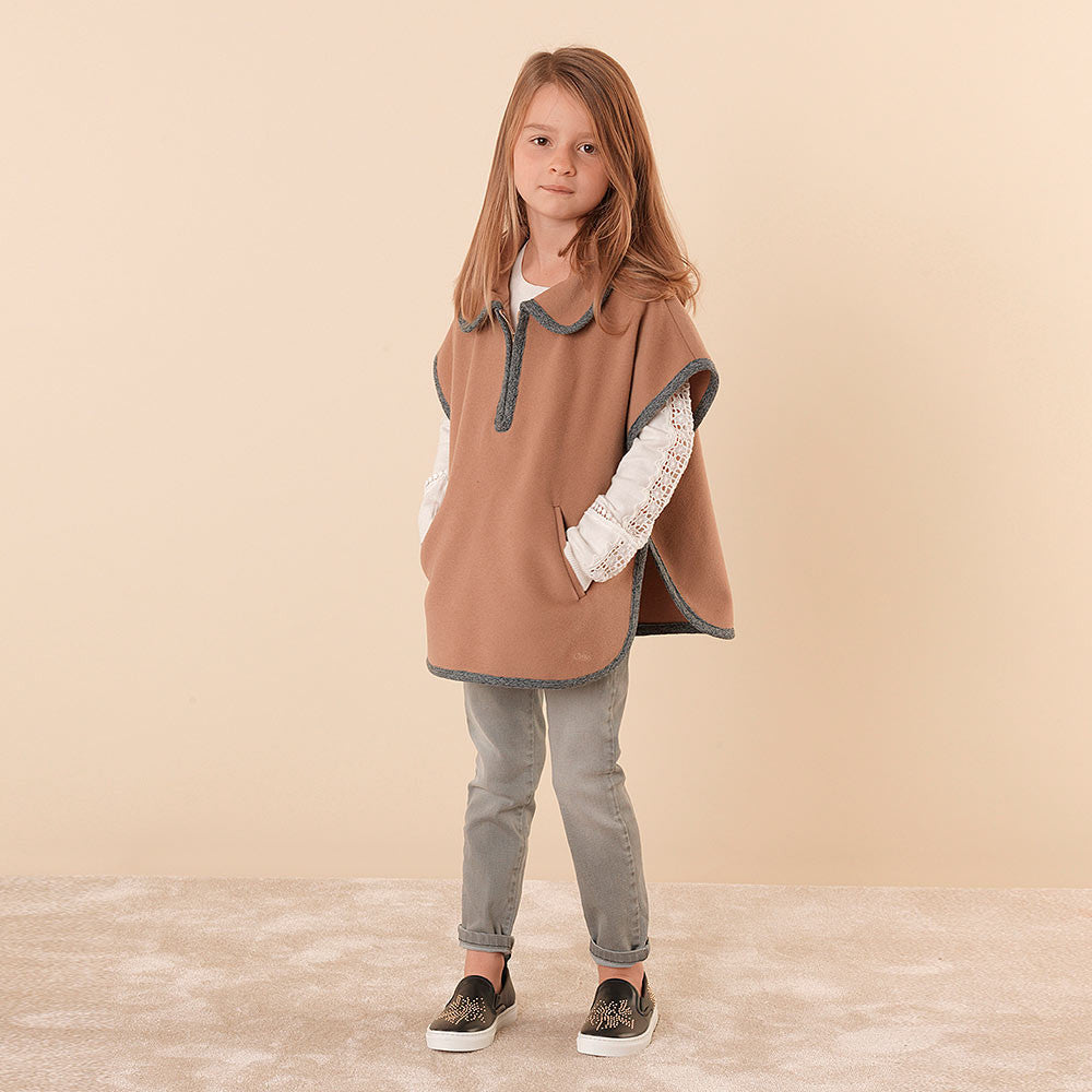 Girls Brown Wool Cape