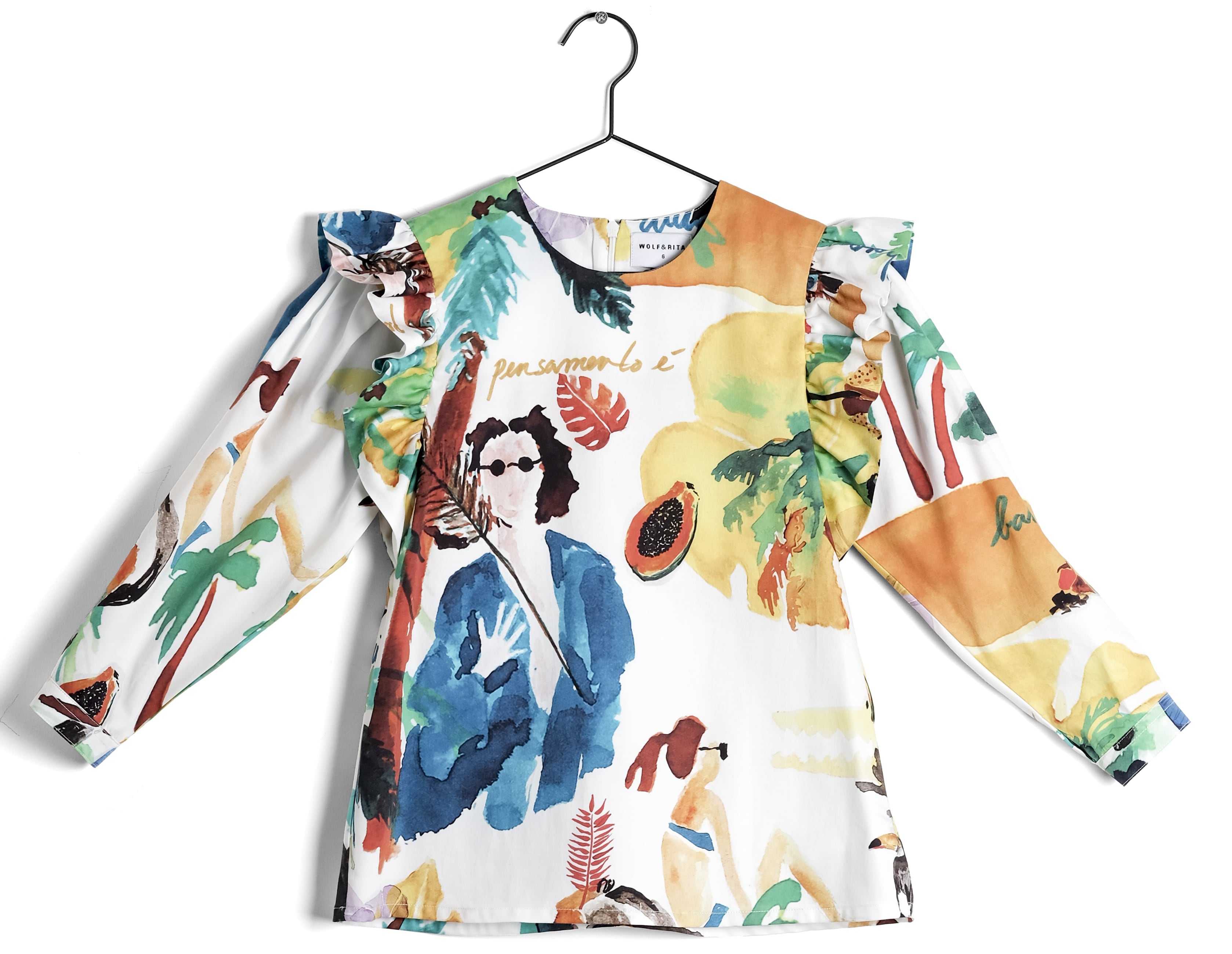 Girls Multicolor Frill Detail Cotton Shirt