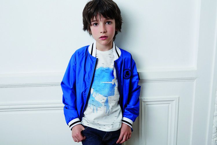 Boys Light Blue Jacket With Stripe Ribbed Cuffs - CÉMAROSE | Children's Fashion Store - 2