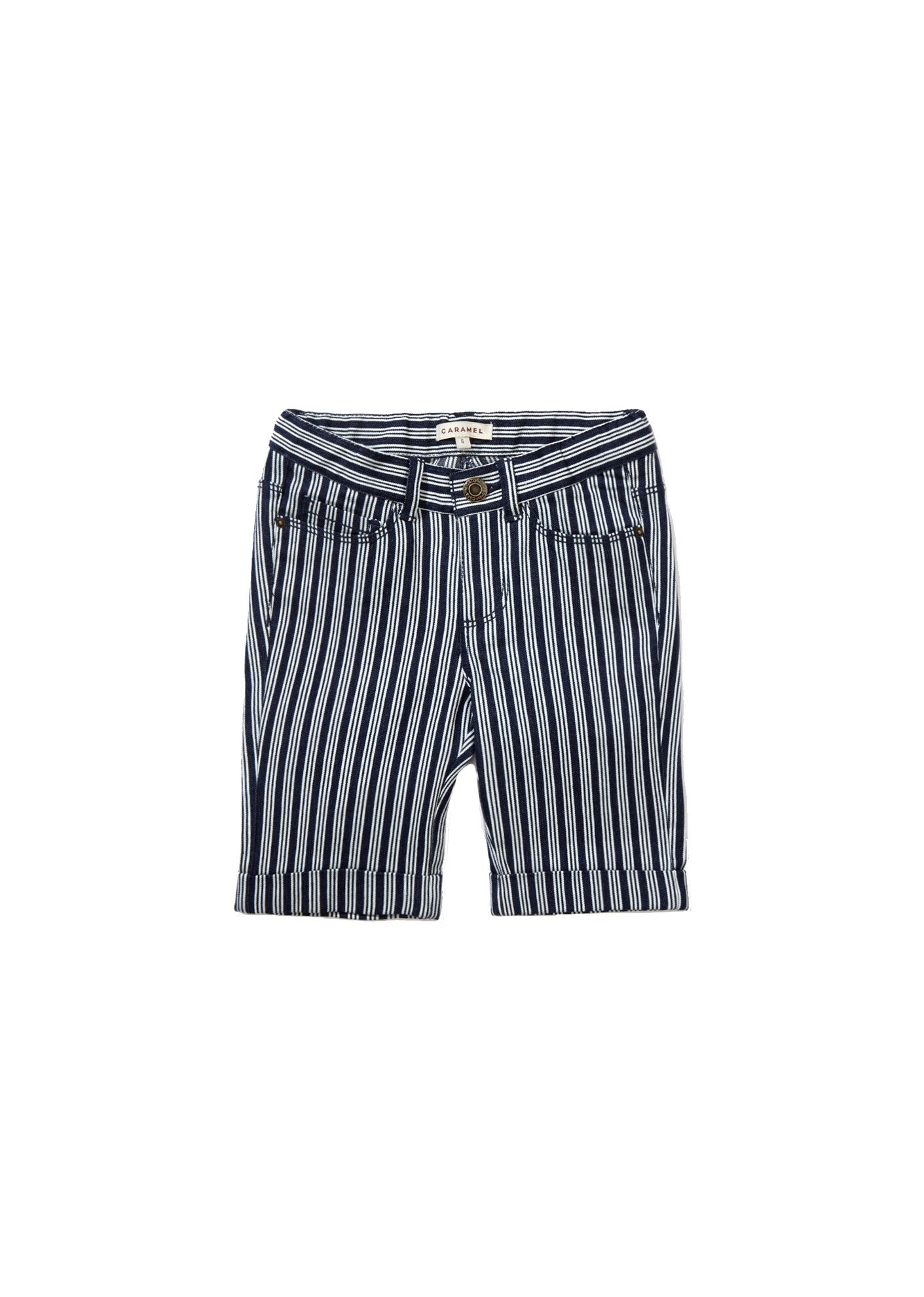 Boys Navy Blue Striped Shorts