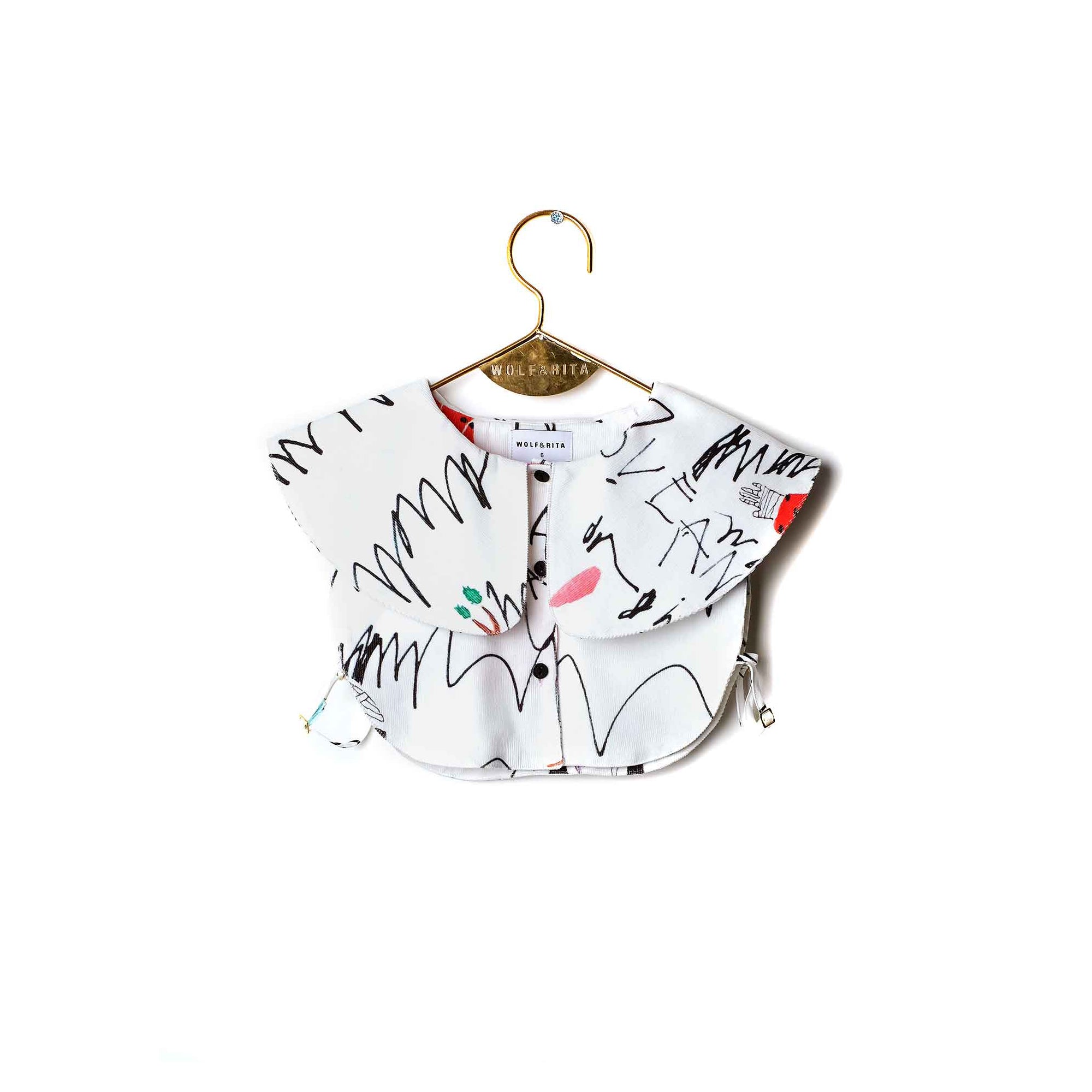 Girls White Printed Cotton Collar