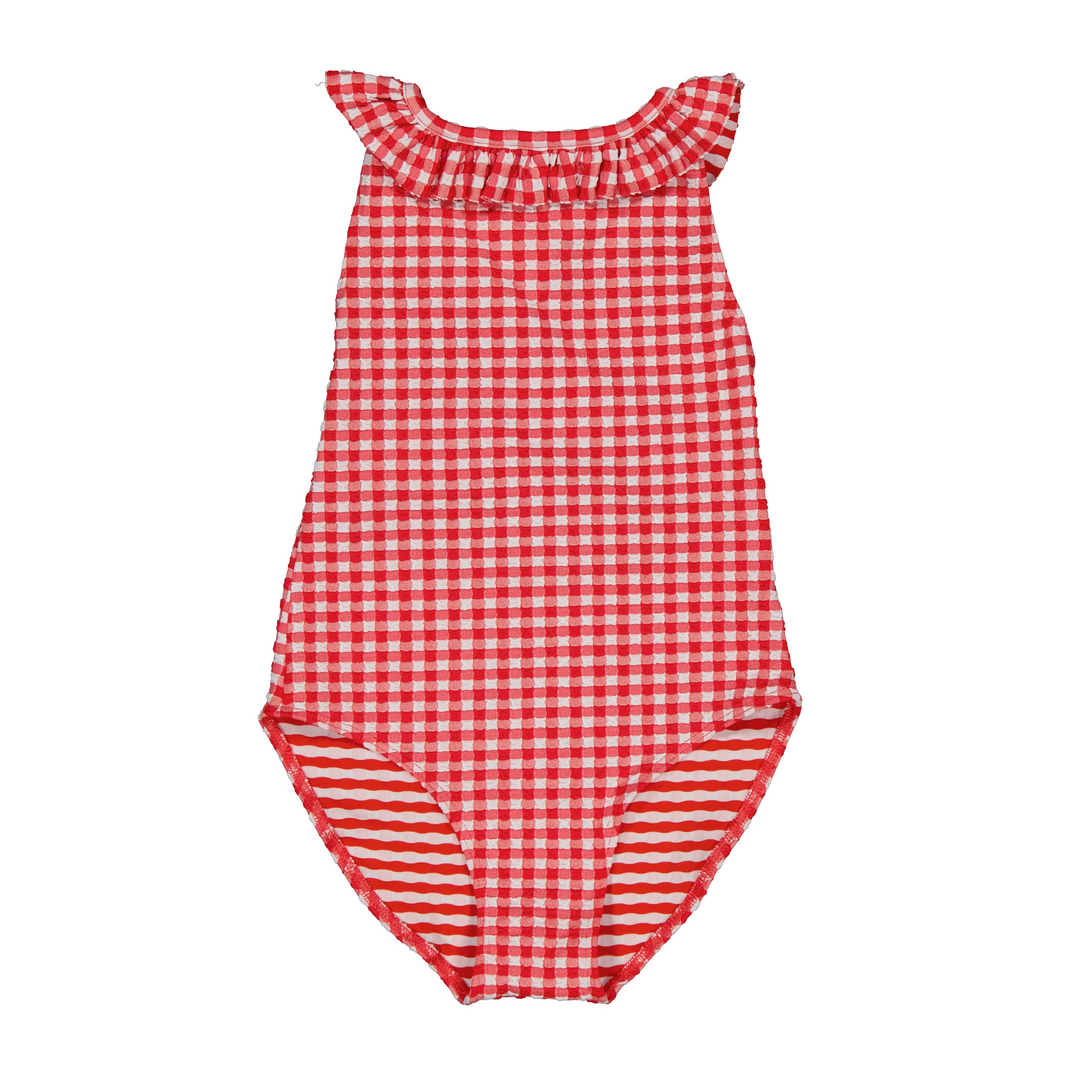 Girls Red Check UV Protective Swimsuit(UPF50+)