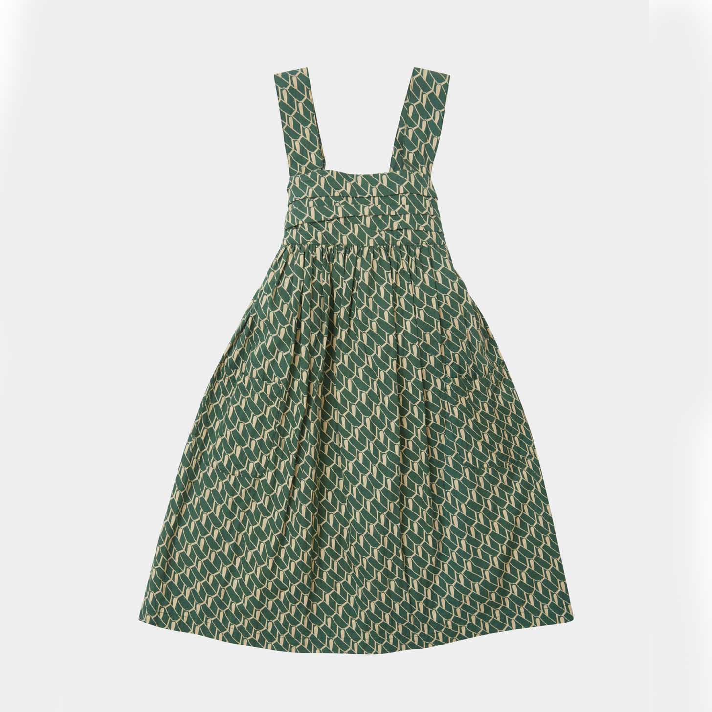 Girls Green Cotton Dress