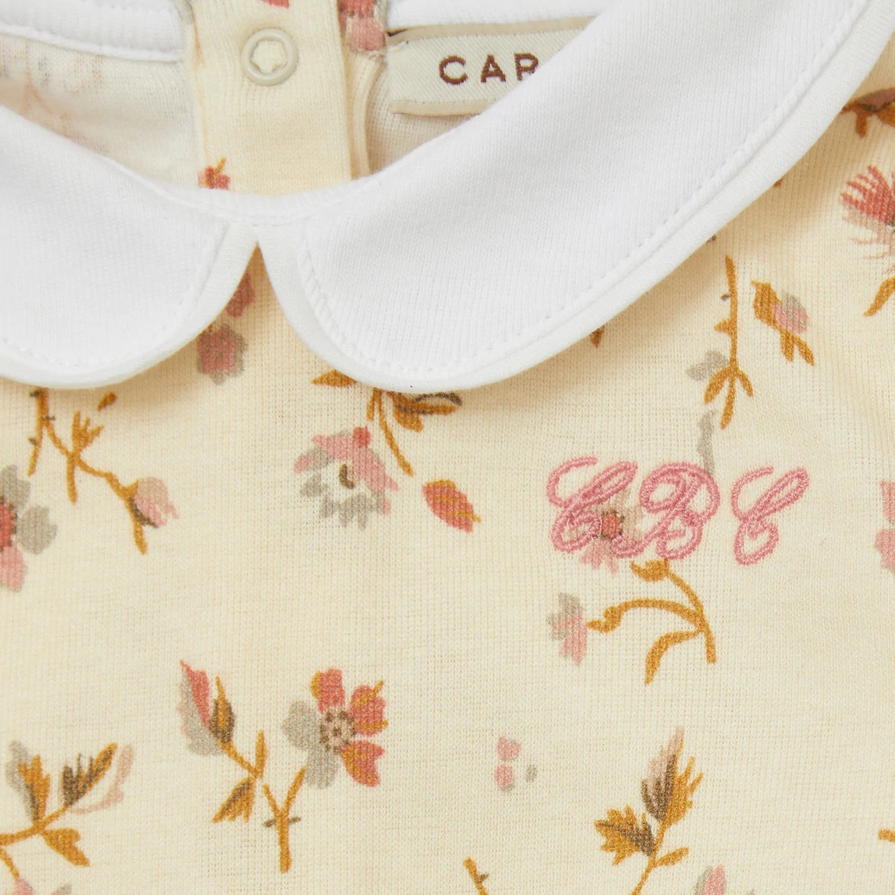 Baby Girls Light Yellow Floral Cotton Babysuit