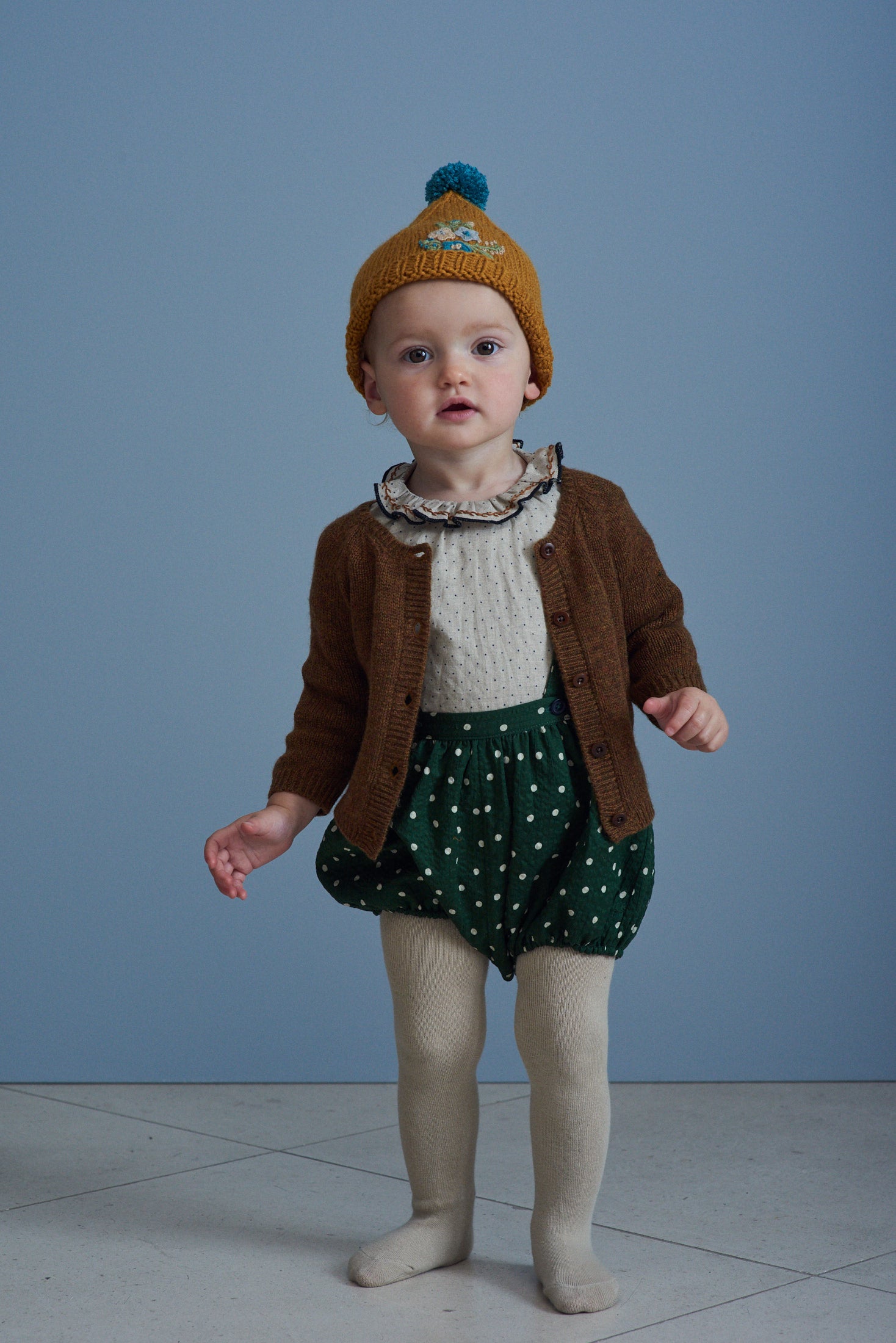 Baby Girls Green Dots Cotton Shorts