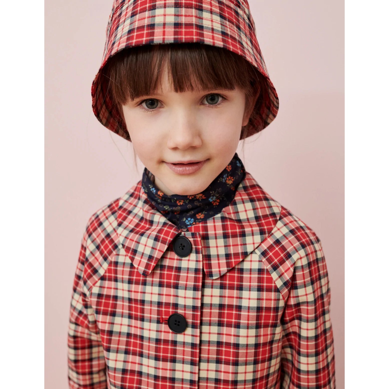 Boys & Girls Red Check Bucket Hat