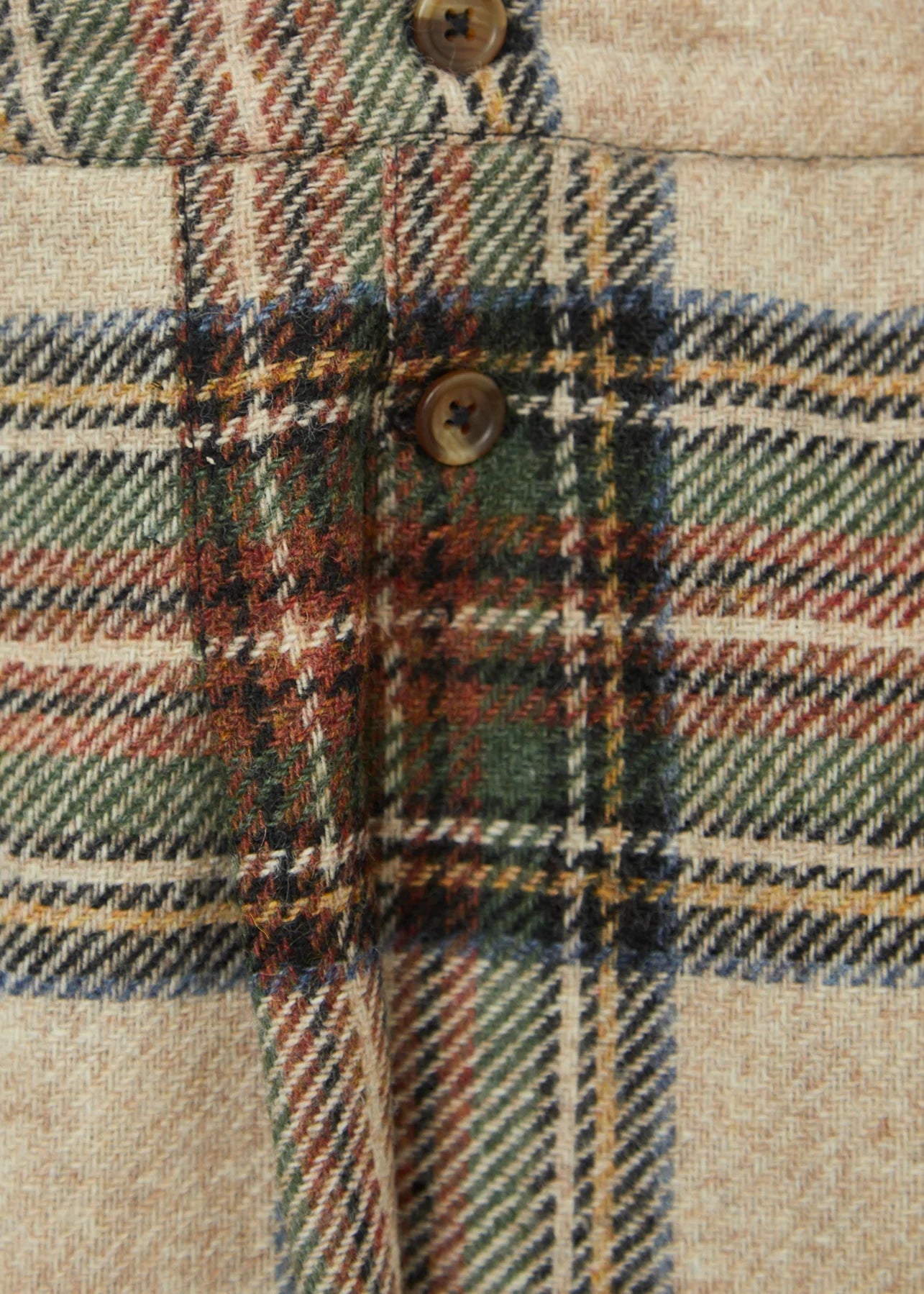 Girls Beige Check Wool Skirt