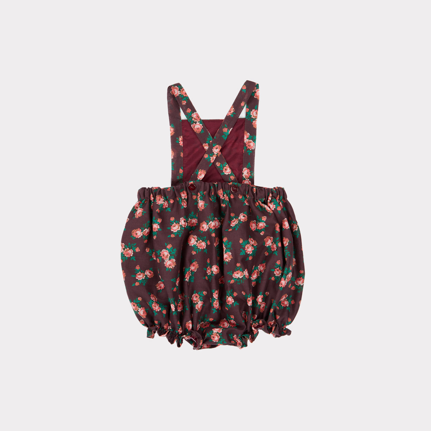 Baby Girls Dark Brown Floral Cotton Romper