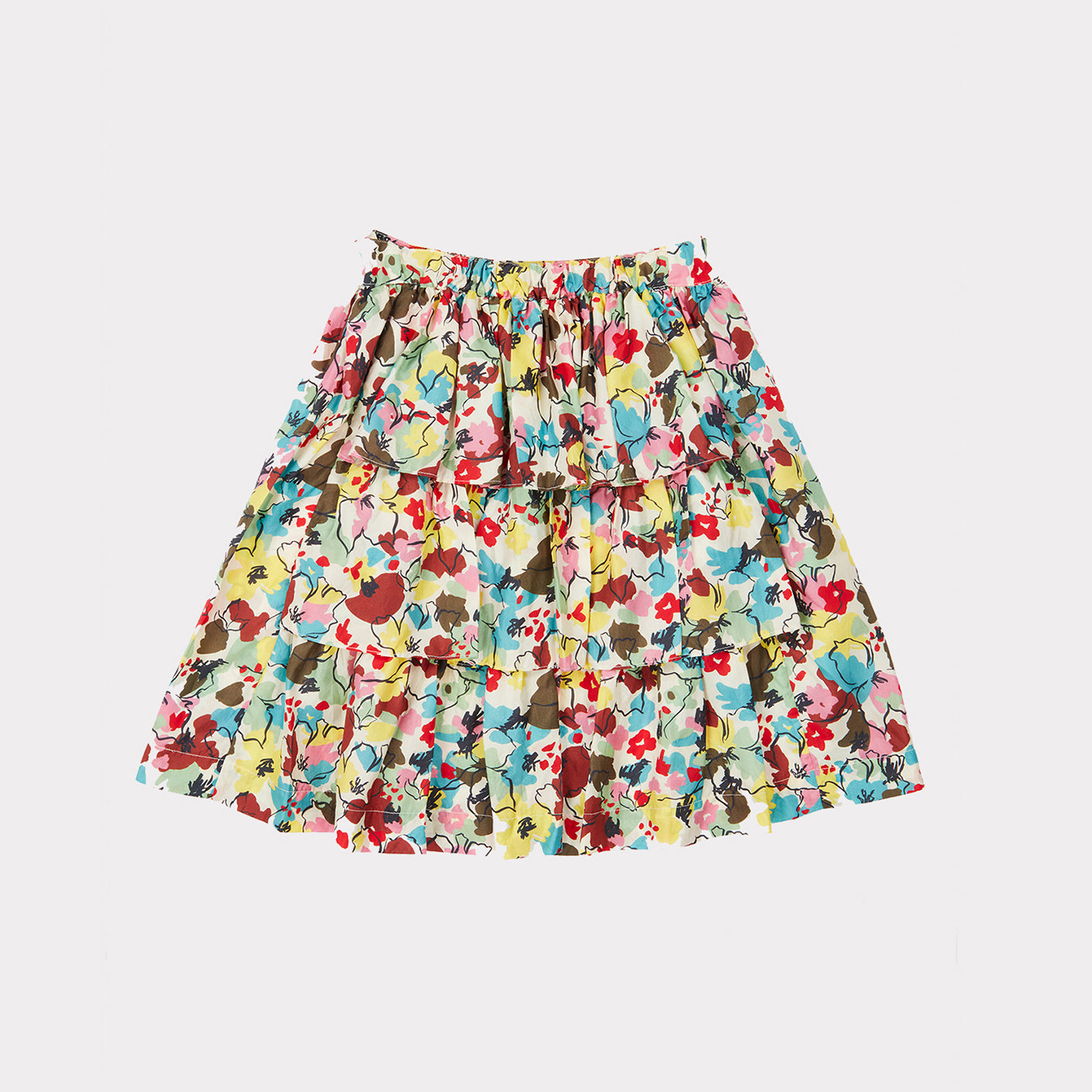 Girls Painted Flower Silk Skirt