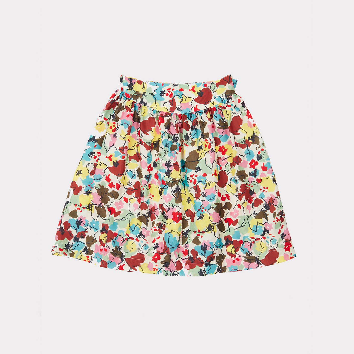 Girls Painted Flower Silk Skirt