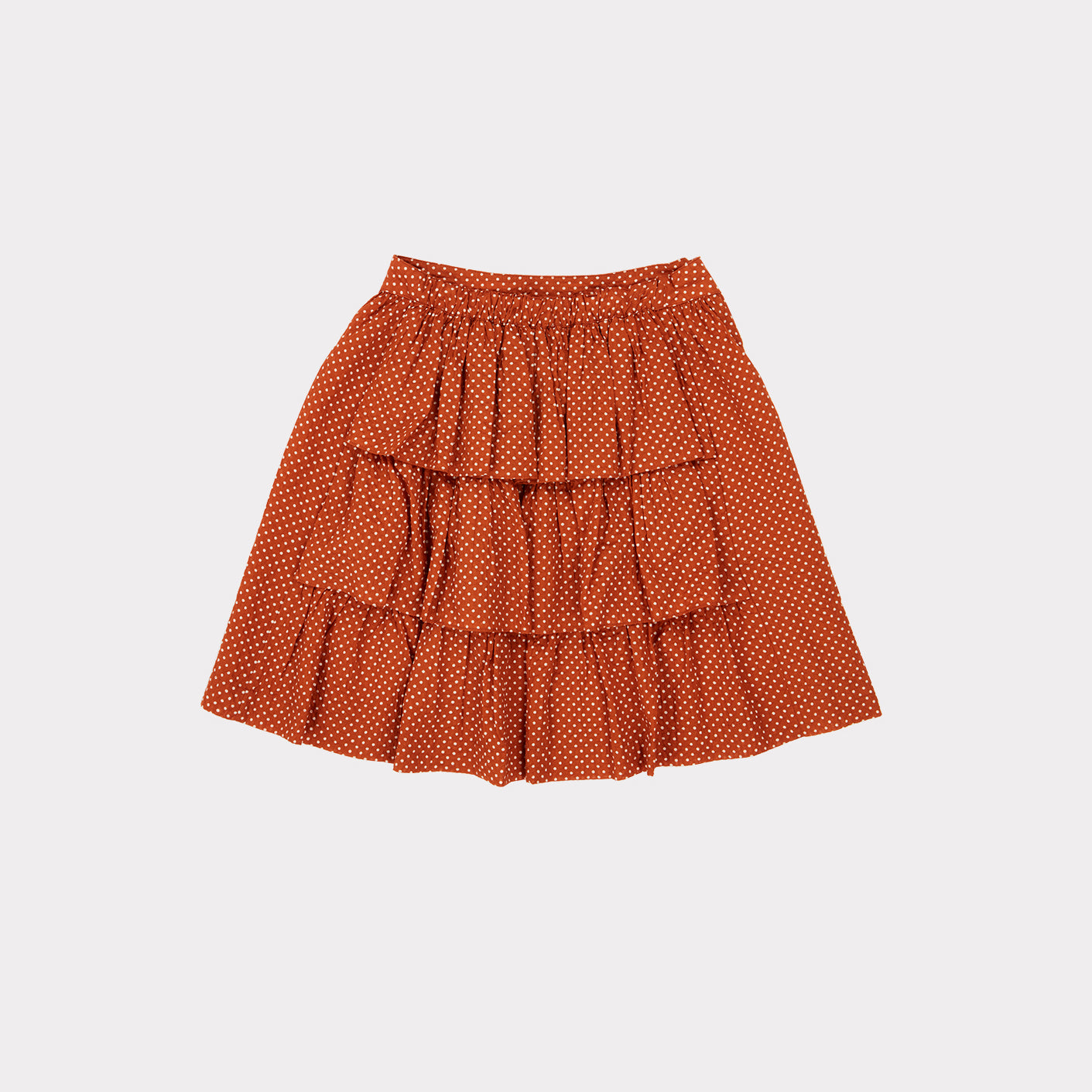 Girls Rust Dots Cotton Skirt