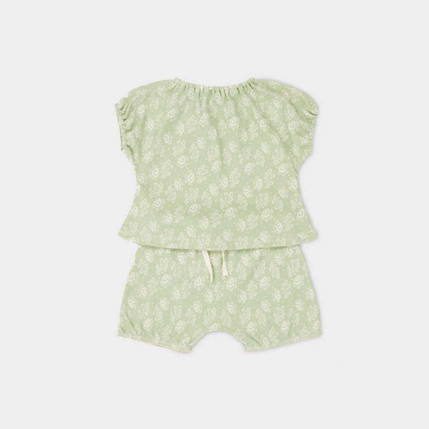 Baby Girls Mint Printed Cotton Set