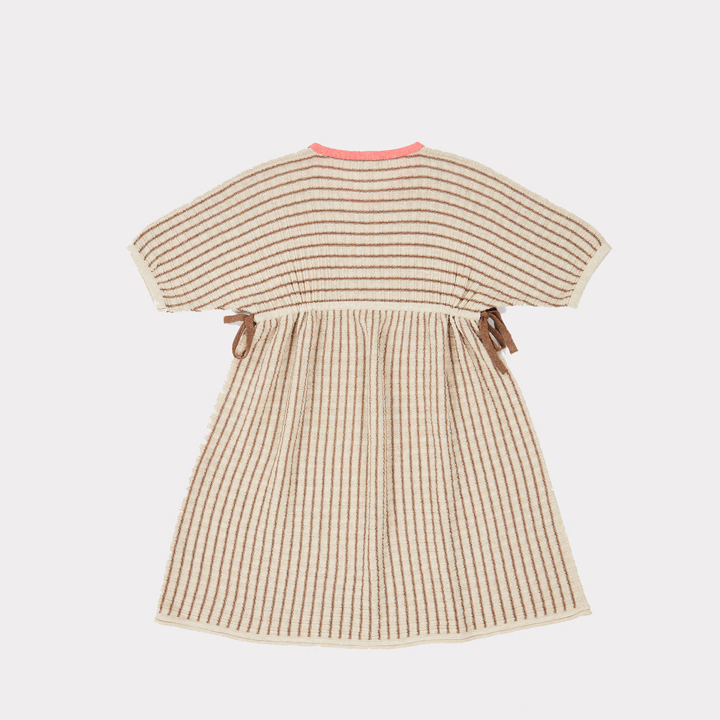 Girls Beige Stripe Knit Dress