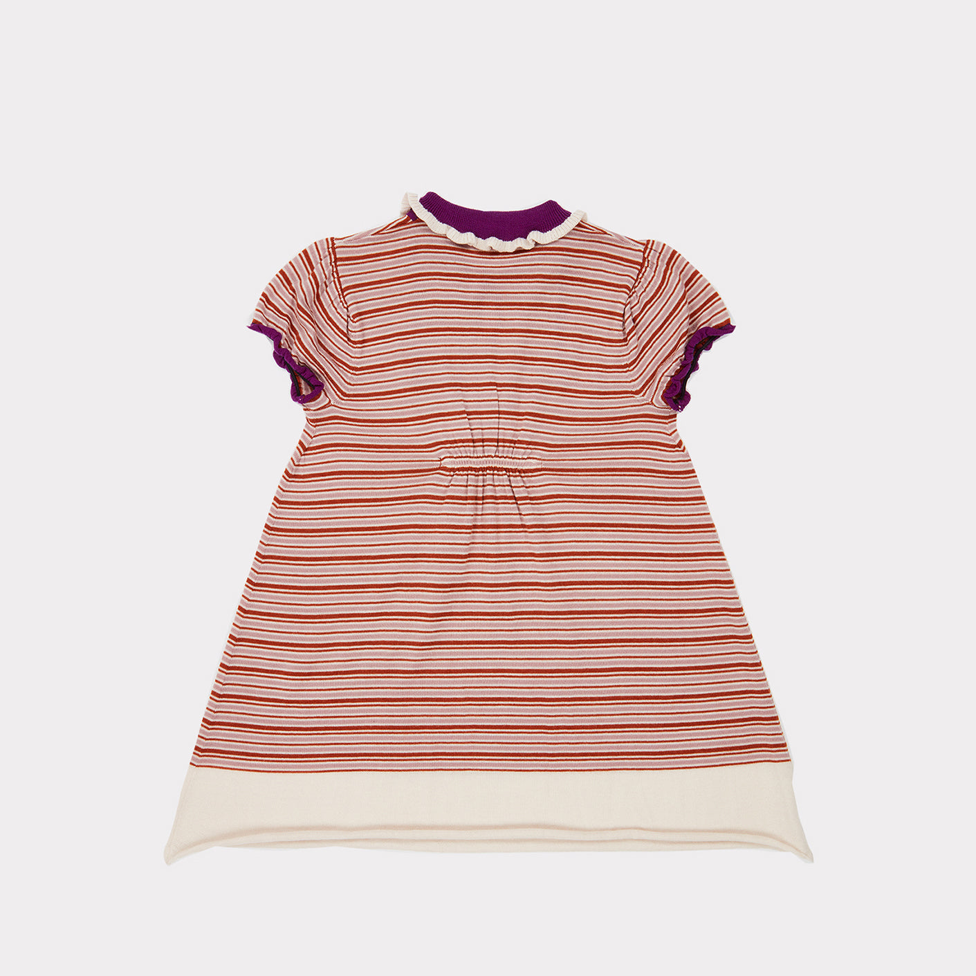 Girls Pink Stripe Wool Dress