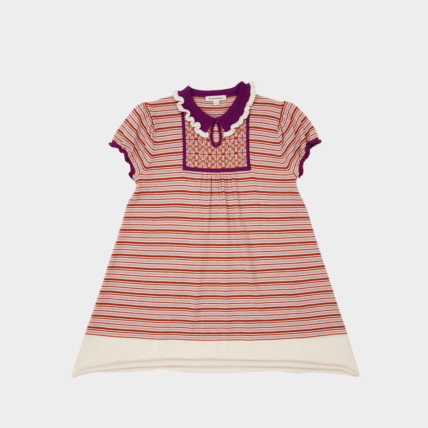 Girls Pink Stripe Wool Dress