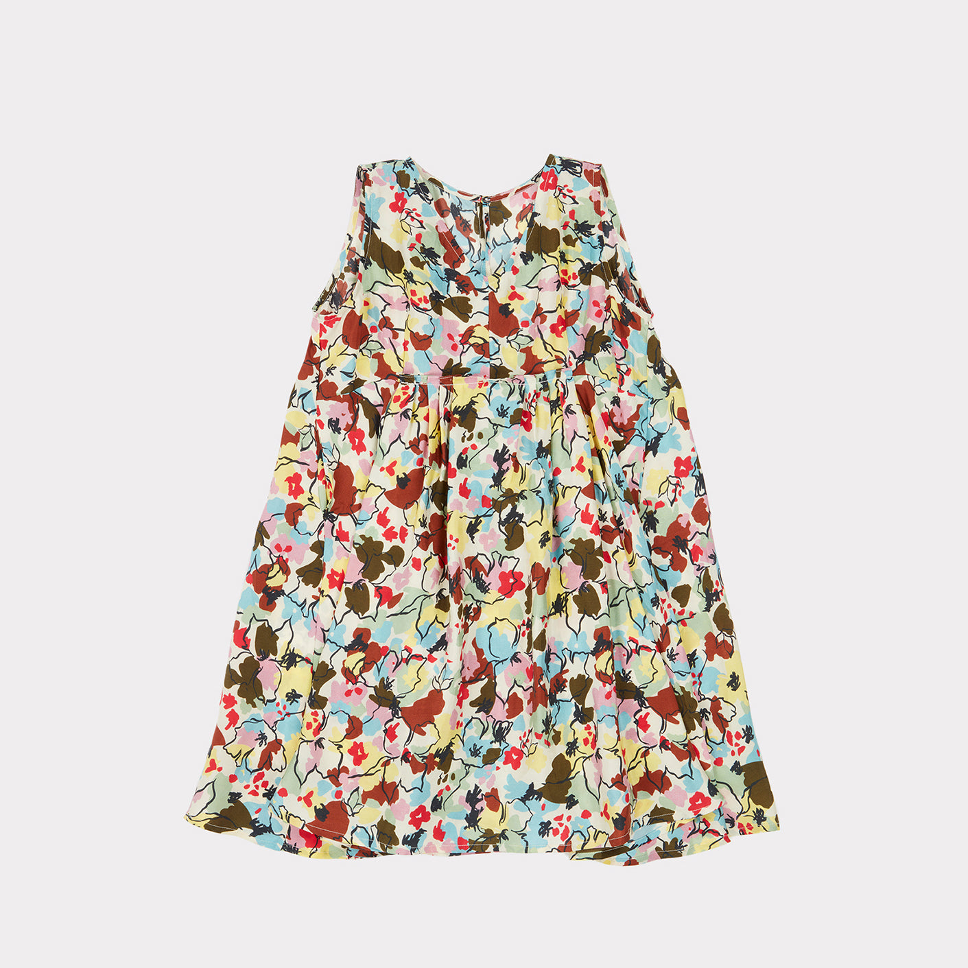 Girls Painted Floral Silk Dress