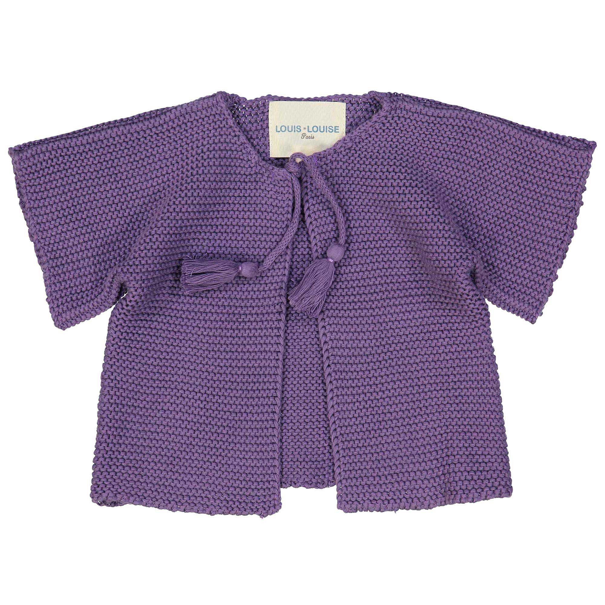 Baby Girls Purple Cotton Knitted Cardigan