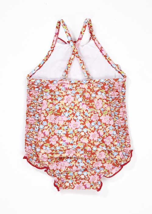 Baby Girls Red Flowers Swimsuit