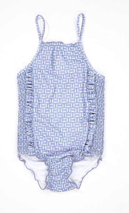 Girls Cornflower Geo Print Swimwear