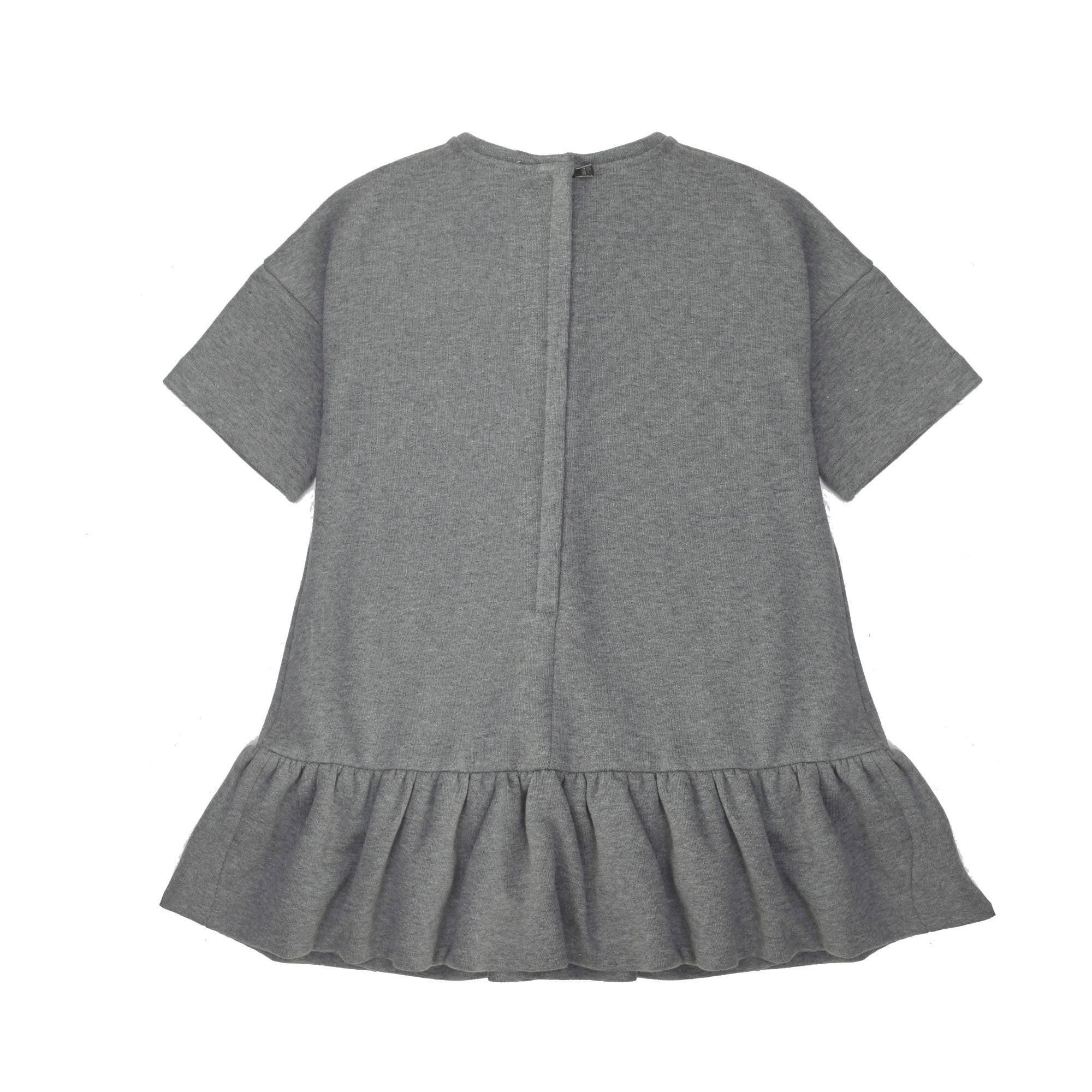 Girls Grey Cotton Embroidered Trims Dress - CÉMAROSE | Children's Fashion Store - 2