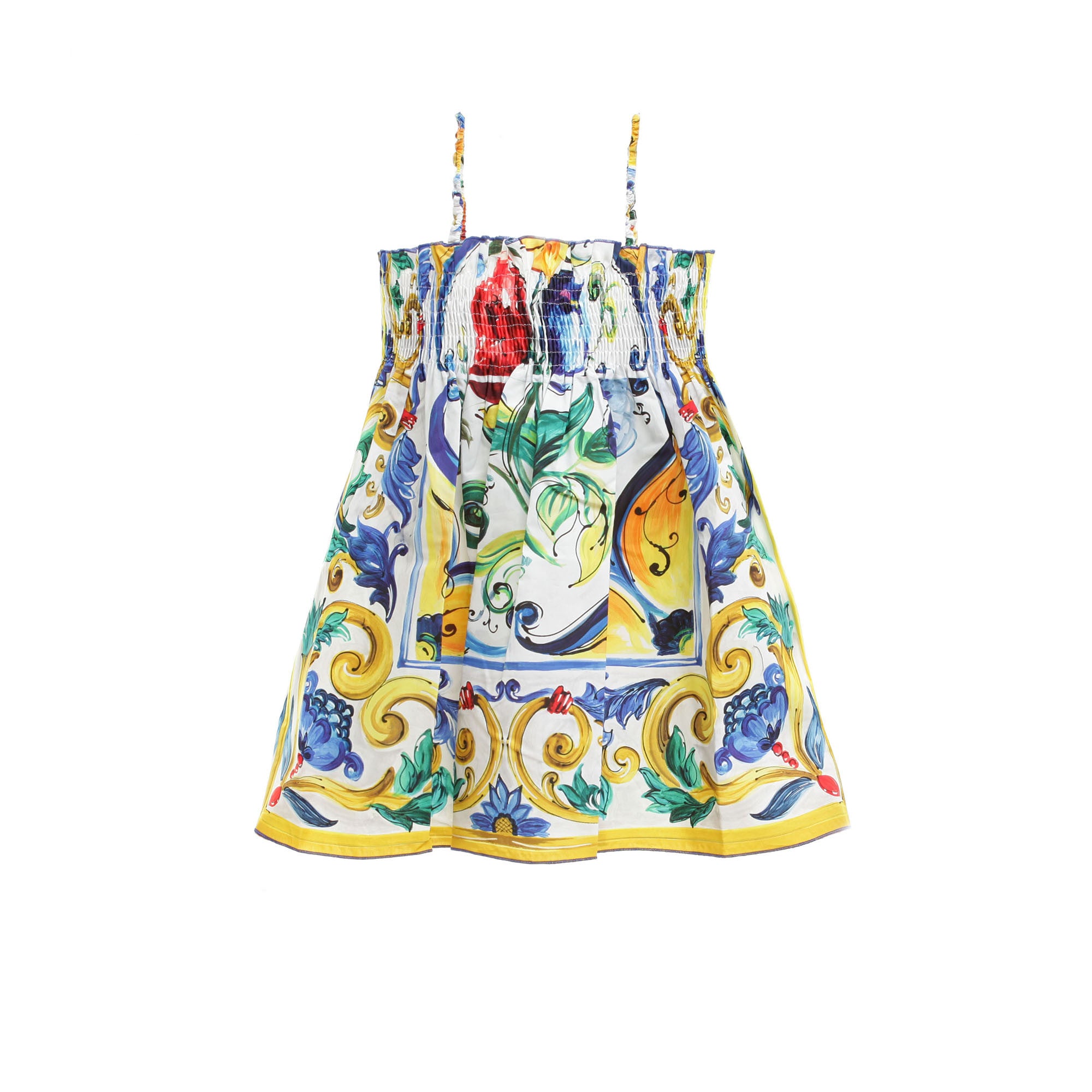 Girls Multicolor Fancy Printed Dress With Shoulder-Straps - CÉMAROSE | Children's Fashion Store - 1