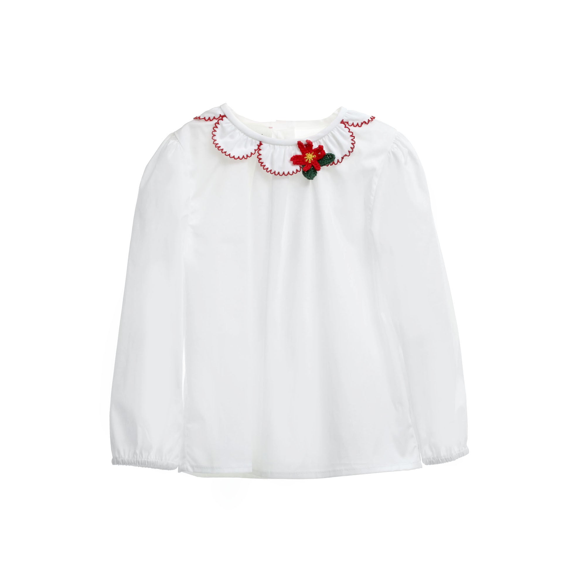 Baby Girls White Blouse With Lotus Leaf Collar - CÉMAROSE | Children's Fashion Store - 1